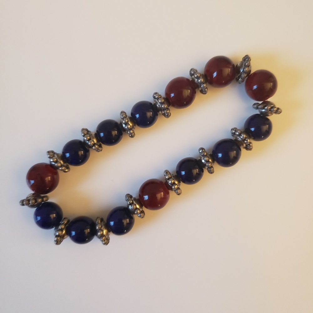 Red and Blue Beaded Bracelet